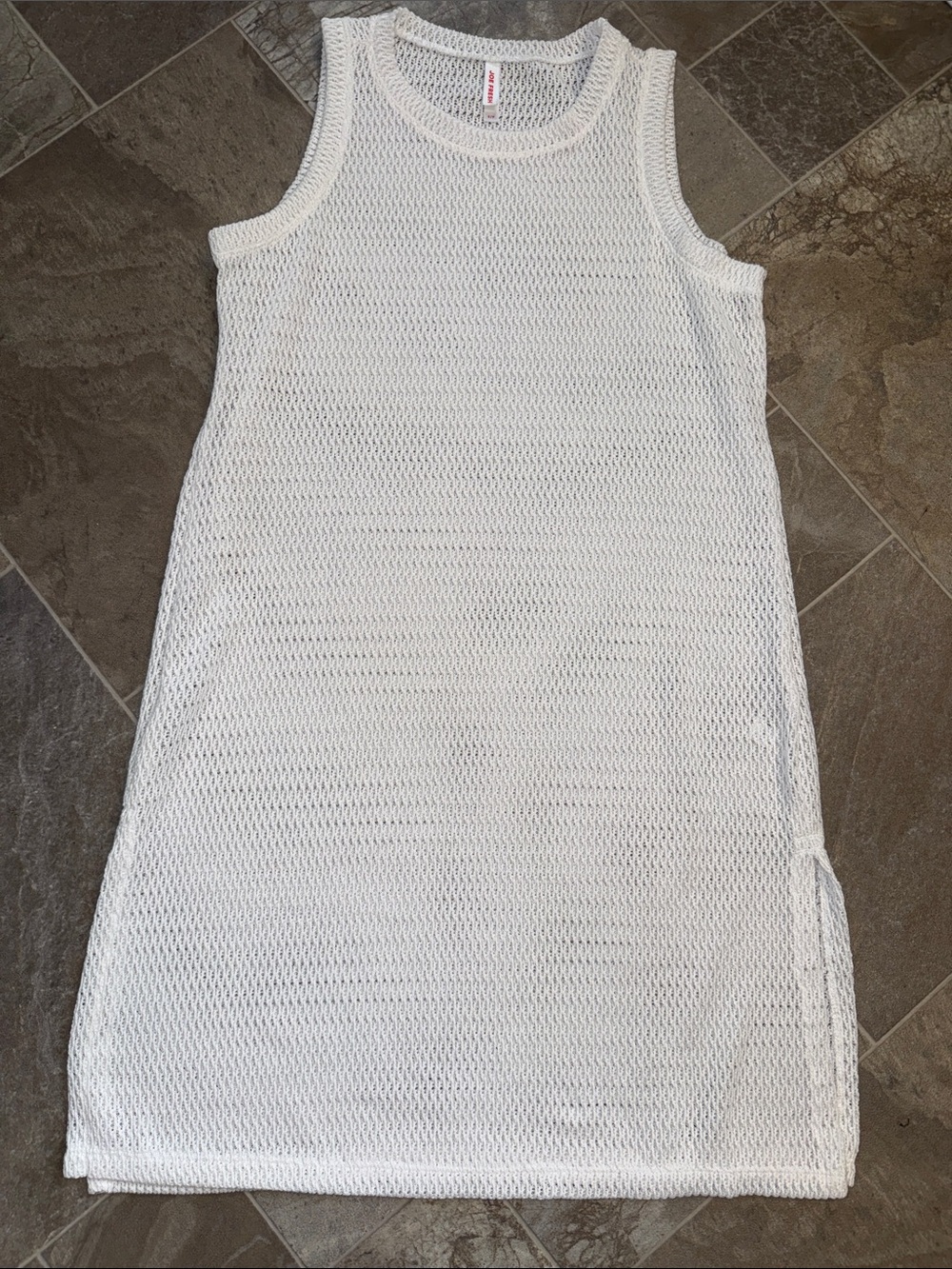 Joe Fresh Sleeveless White Knit Shift bathing suit cover Dress with slits